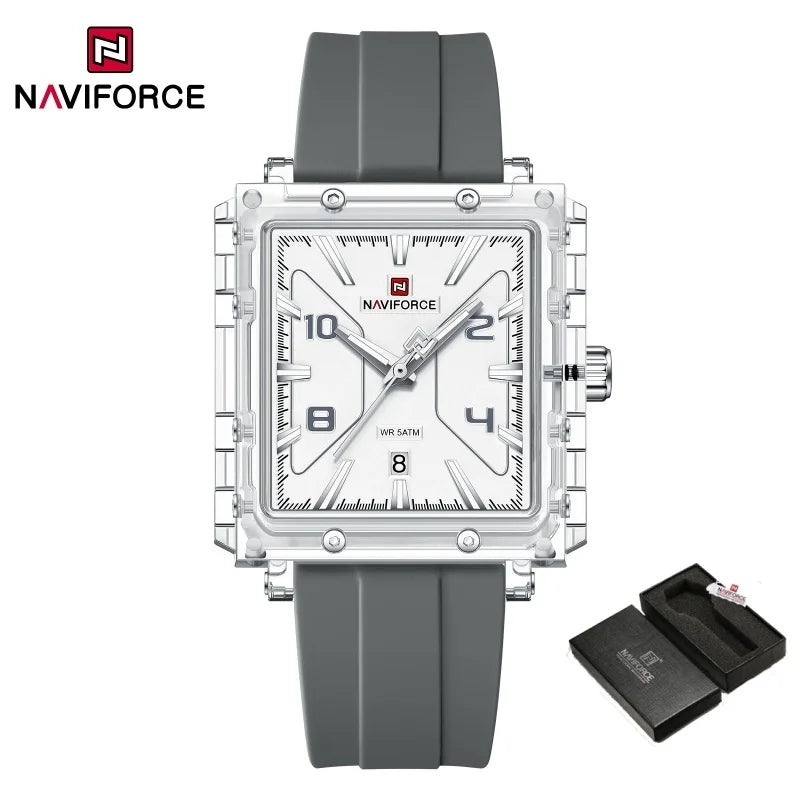 NAVIFORCE High Quality Men Watches 50M Waterproof Sport Date Display Quartz Watch Silicone Luminous Hands boy gift Reloj Hombre