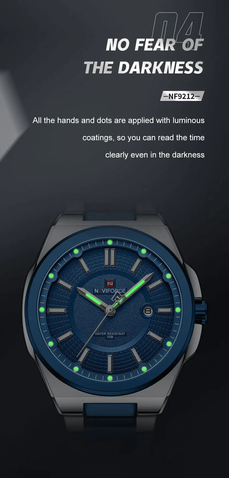 NAVIFORCE Men's Watch Stainless Steel Strap Military Casual Business Quartz Waterproof Calendar Clock with Gift Box