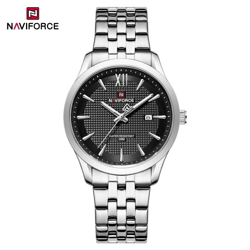 New Style NAVIFORCE Ultra Thin 9mm Minimalist Fashion Quartz Watch for Men Steel Band Auto Date Male Waterproof GIft Wristwatch