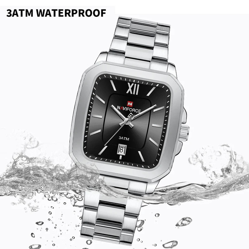 NAVIFORCE Square Design Lover's Watches Original Casual Waterproof Calendar Luxury Sports Quartz Watch for Women Men Date Gift