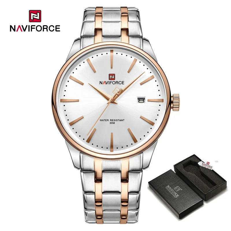 Top Brand NAVIFORCE Men's Calendar Watch Waterproof Fashion Business Stainless Steel Strap Quartz Wristwatches Relogio Masculino