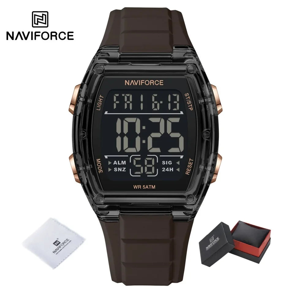 NAVIFORCE Men's Watch Alloy Dial Analog LCD Digital Display Sport Waterproof Quartz Wristwatch Date Chronograph Luminous Clock