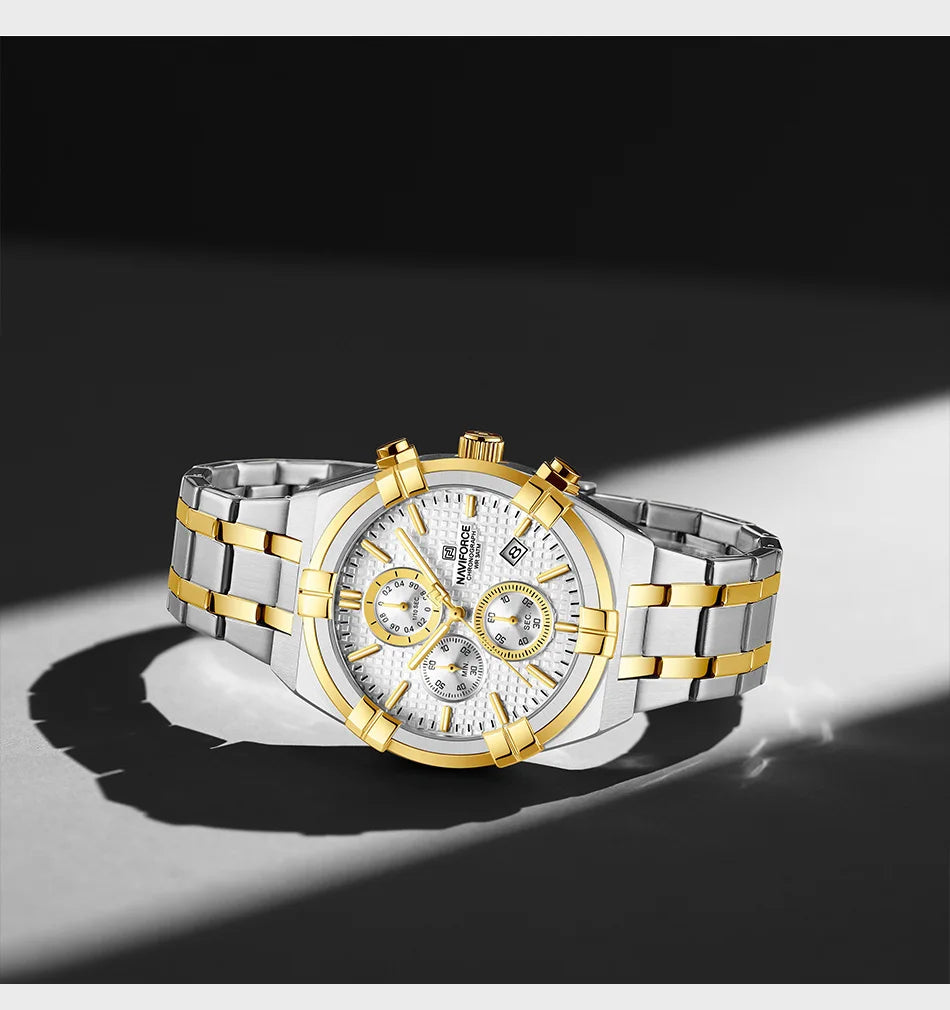 NAVIFORCE Original Watches for Man Waterproof Quartz Chronograph Luminous Stainless Steel Father's Day Male Wristwatch Gift Box