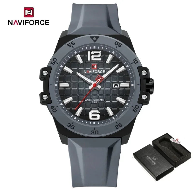 Original Brand NAVIFORCE Fashion Men's Watches Luxury Quartz Sport Silicone Band Wristwatch Waterproof Luminous Clock Male Gift