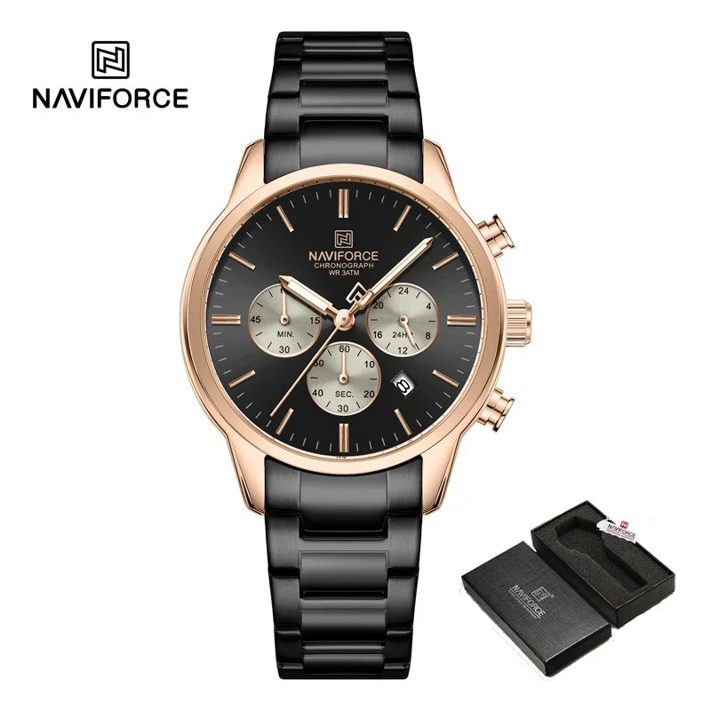 NEW NAVIFORCE Fashion Men's Watch Luxury Waterproof Male Quartz Wristwatch 24 Hour Date Display Male Chronograph Luminous Clock
