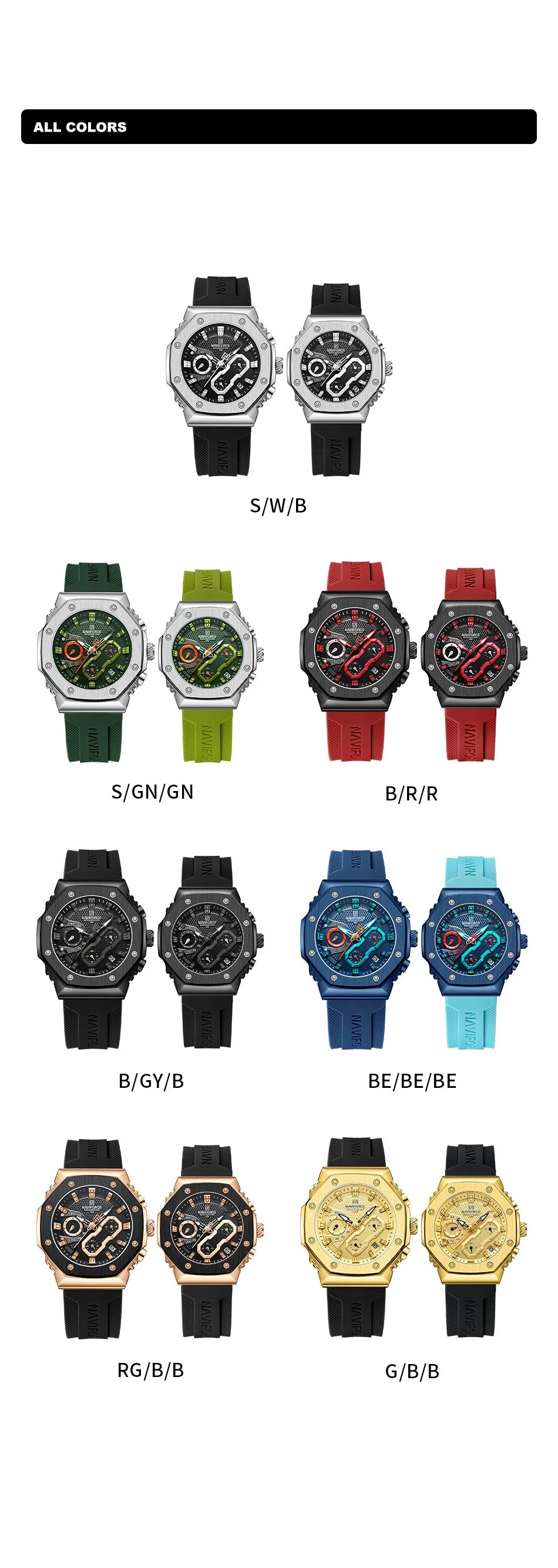 Top Brand NAVIFORCE Women's Watch Quartz Chronograph 24 Hours Luminous Soft Silicone Strap Woman Fashion Luxury Business Clocks
