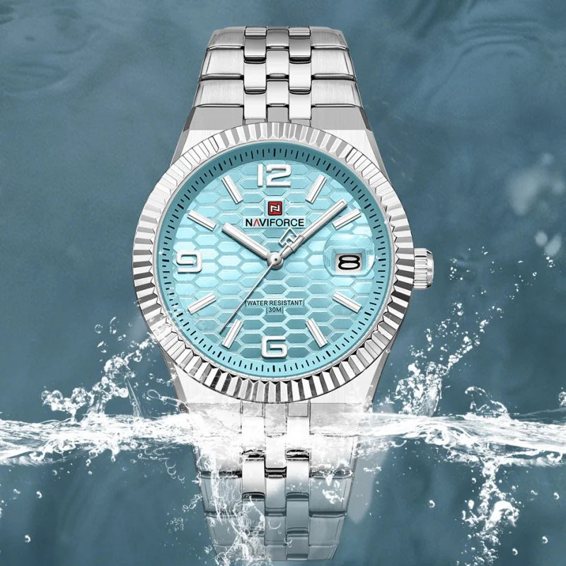 NAVIFORCE Men's Watch Quartz Date Display 30M Waterproof Luminous Stainless Steel Male Trendy Luxury Wristwatch Relogio Masculin