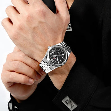 NAVIFORCE Men Watches Quartz Calendar Waterproof Luminous Magnifying Glass Window Stainless Steel Male Luxury Business Watches