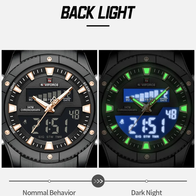 NAVIFORCE New Fashion Design Sports Men's Watches Waterproof Auto Day and Date Display Quartz Wristwatches
