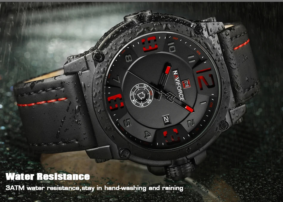 Top Brand NAVIFORCE Men's Army Military Leather Quartz Watch Male Waterproof Clock Boy Sports Watches Relogio Masculino Gifts