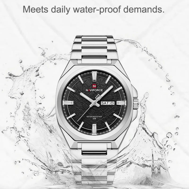 NAVIFORCE Watches for Man Quartz 30M Waterproof Luminous Hand Stainless Steel Business Male Fashion Wristwatch Relogio Masculino