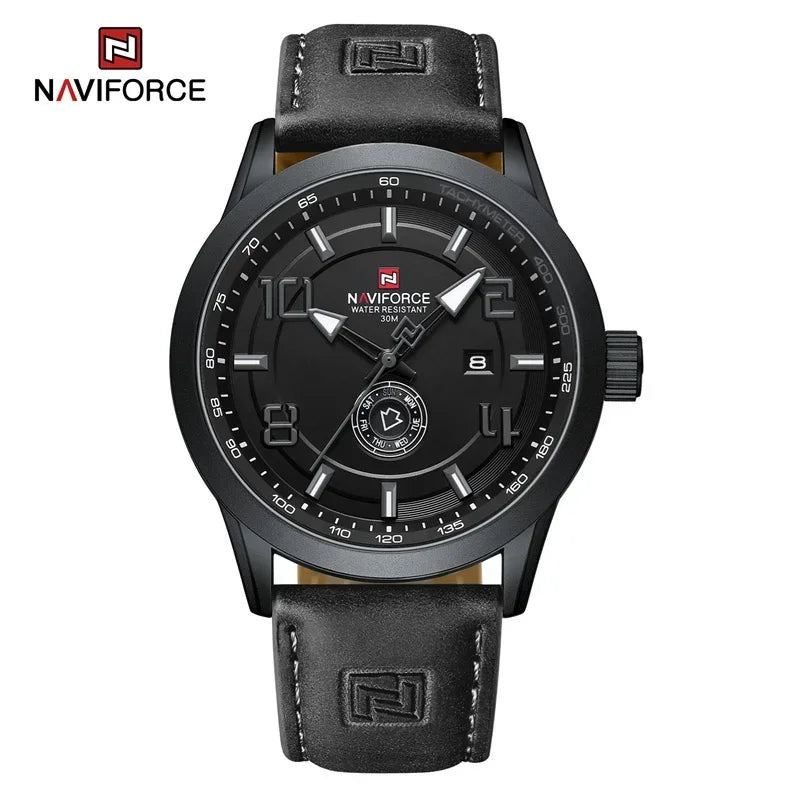 NAVIFORCE Watches for men Fashion Sports PU Strap 30m Waterproof Quartz Calendar Display Wristwatch Male Gift Relogio Masculino