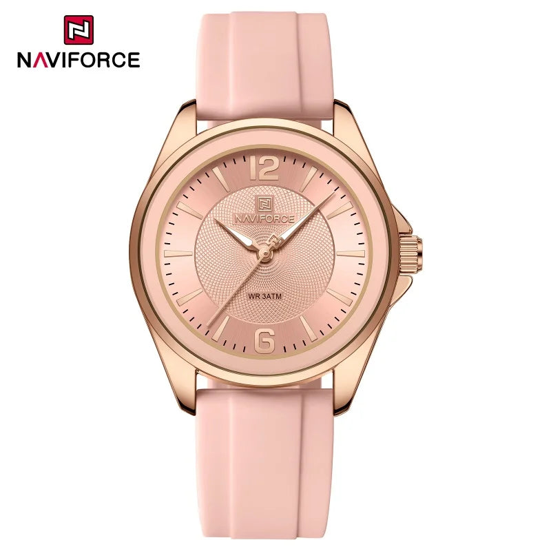 NAVIFORCE Original Women's Watches Classic Round Dial Silicone Strap 3ATM Waterproof Luxury Watch for Women Give for girls gifts