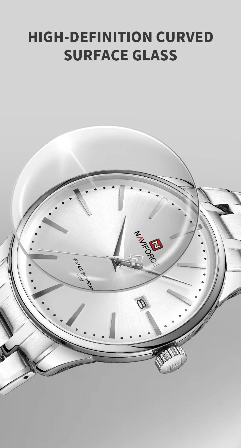 New NAVIFORCE Men's Fashion Business Stainless Steel Strap Quartz Wristwatches Calendar Watch Waterproof Relogio Masculino Gifts