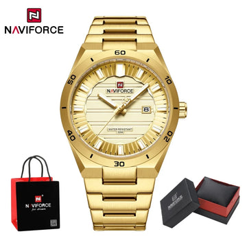 NAVIFORCE Men Quartz Watch Date Display Luminous Waterproof Steel Strap Original Fashion Father's Day Wristwatch Gift Box NF9268