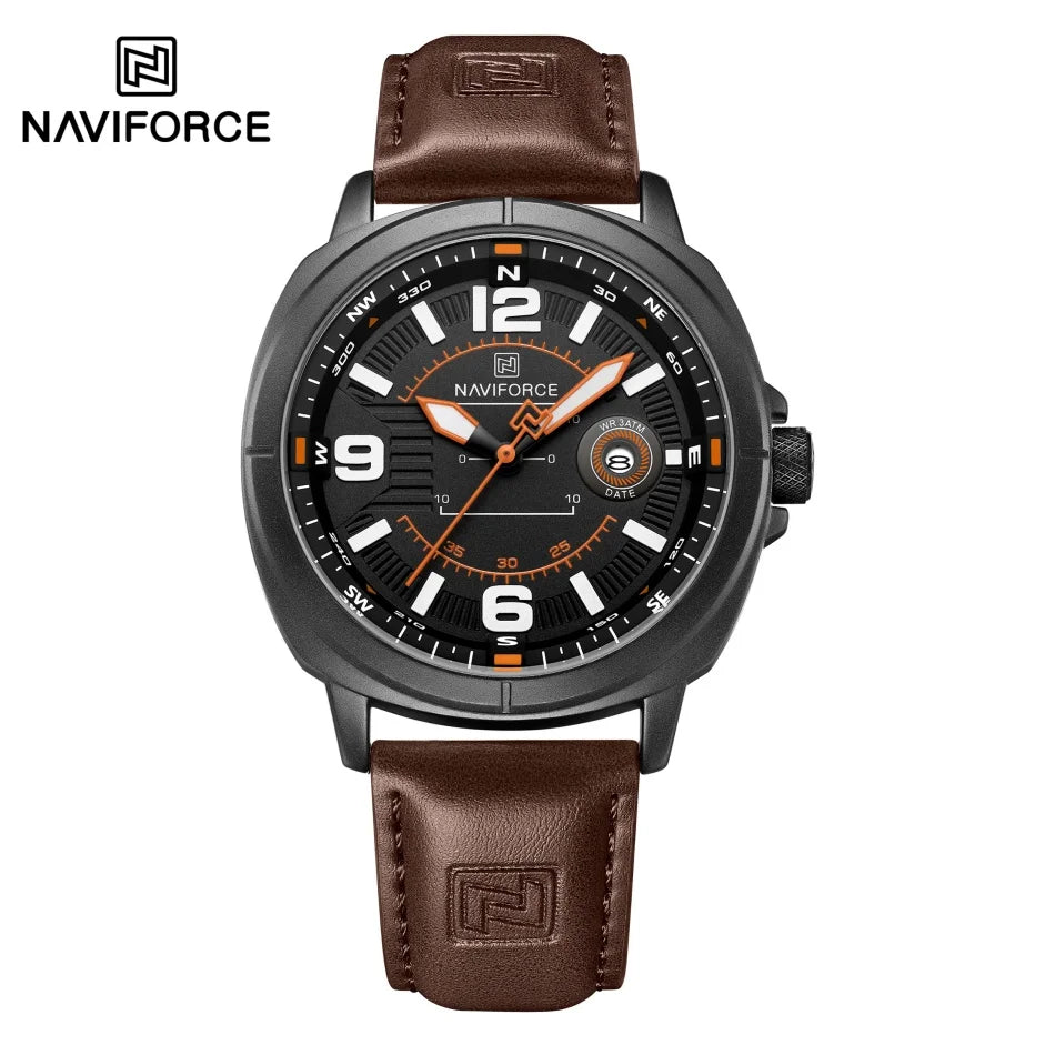 NAVIFORCE New Watches for Men Quartz Calendar 3ATM Waterproof Clocks High Quality PU Strap Male Business Wristwatch Reloj Hombre