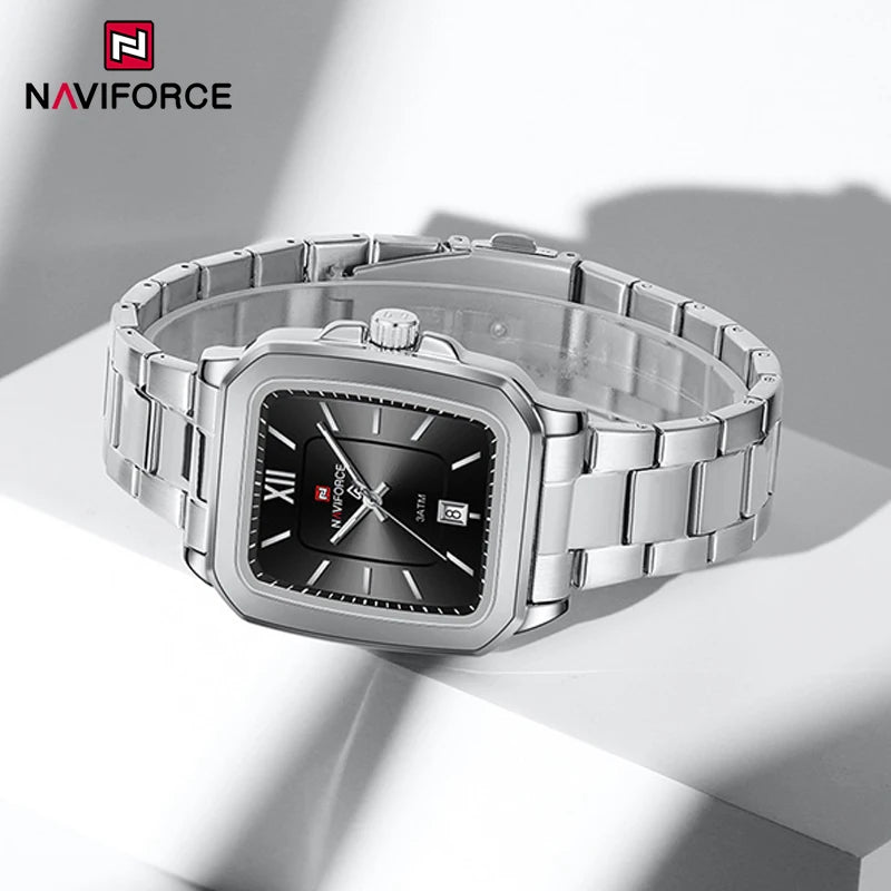 NAVIFORCE Square Design Lover's Watches Original Casual Waterproof Calendar Luxury Sports Quartz Watch for Women Men Date Gift