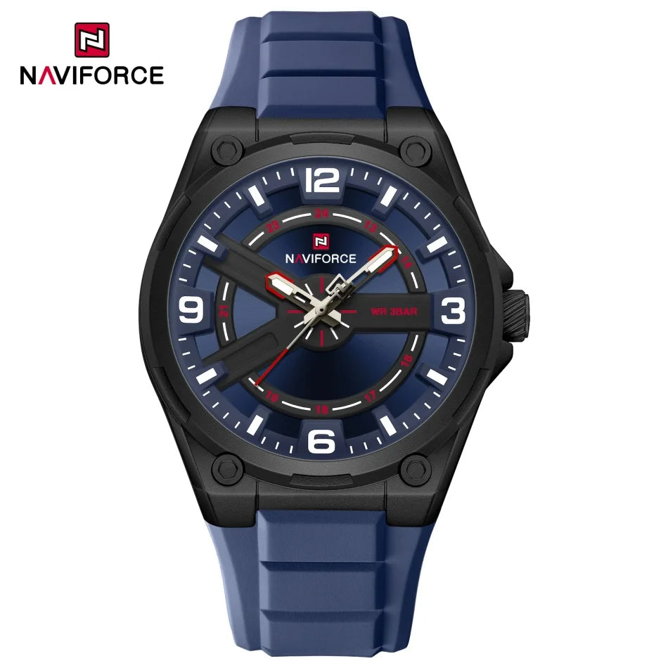 NAVIFOCE Luxury Business Men Watch Sport Men Watch Waterproof Quartz Clock Man Wheel dial WristWatch Relogio Masculino Silicone