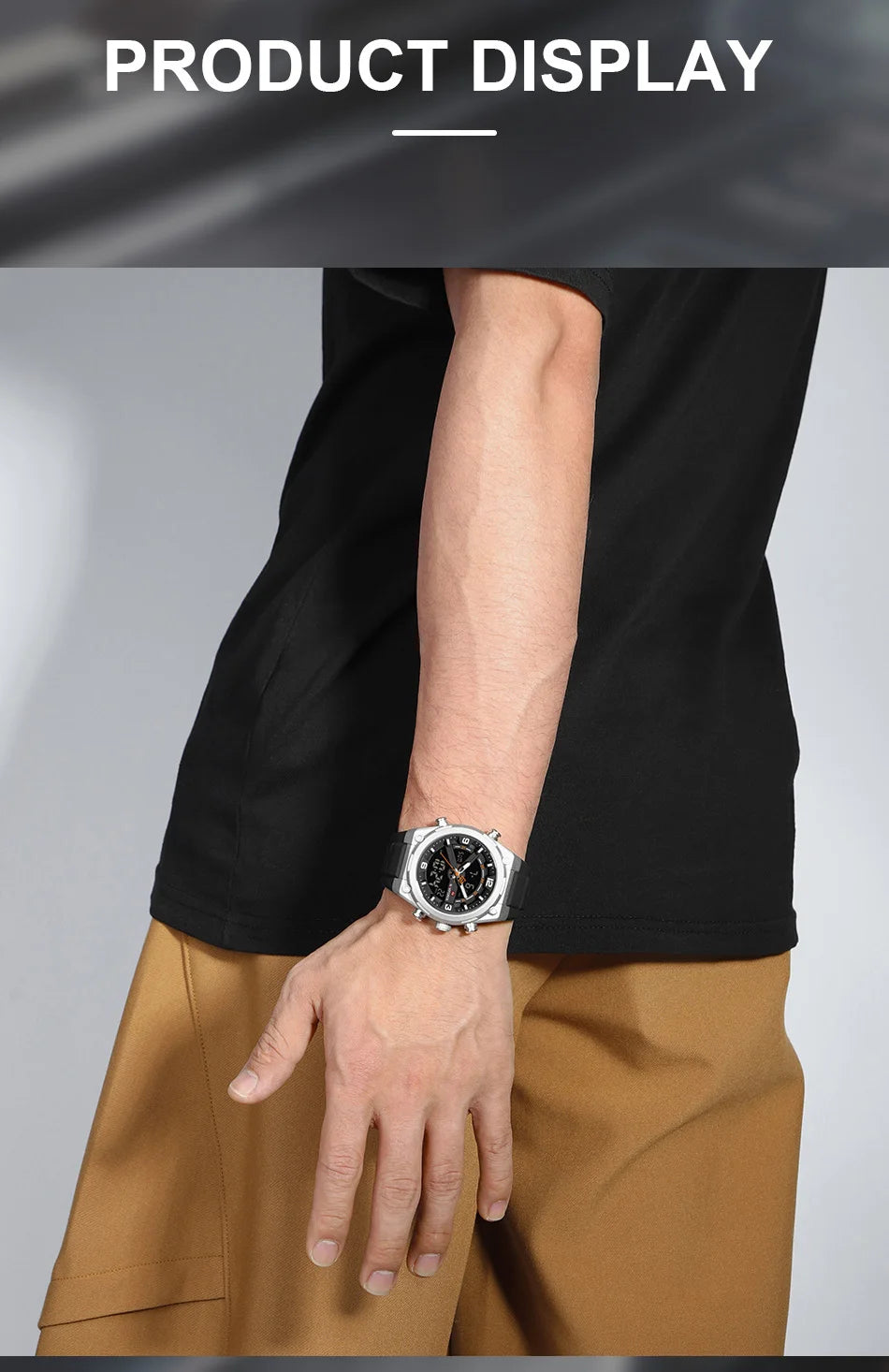 NAVIFORCE Man's Watches Dual Display Week and Date Waterproof Luminous Silicone Strap Male Business Fashion Wristwatch Gift Box
