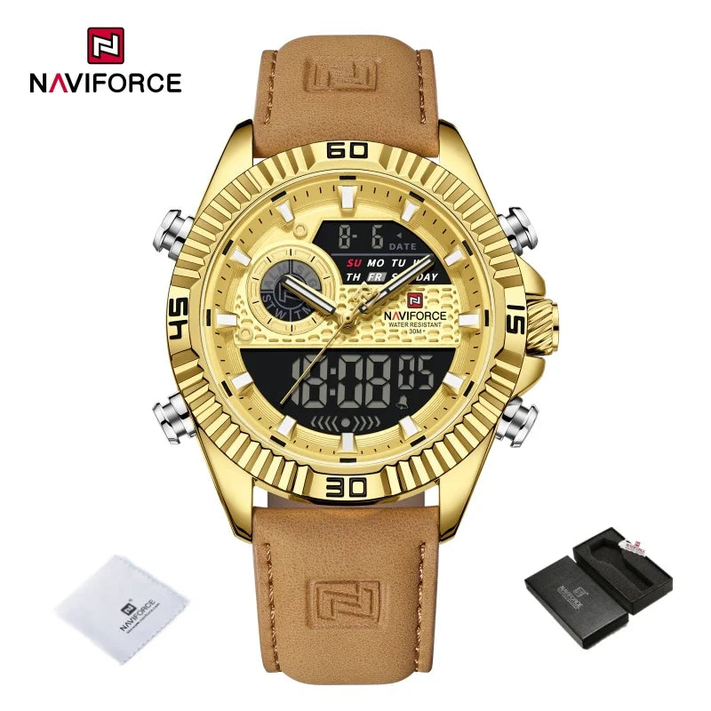 NAVIFORCE Men's Watches Sport Quartz Analog LCD Digital Wristwatch 30m Waterproof Luminous Chronograph Watch for Men Date Clock