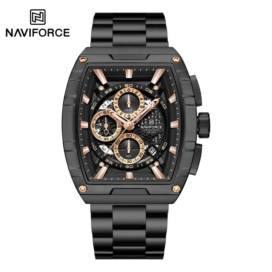 NAVIFORCE Man Watch Luxury Waterproof Stainless Steel Quartz Men's Watches Sports Auto Date Wristwatch Chronograph Simple Clocks