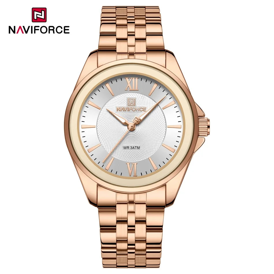 NAVIFORCE Women Watches Ladies Creative Watch Stainless Strap New Fashion Charm Quartz 30m waterproof Wristwatches Female Clock