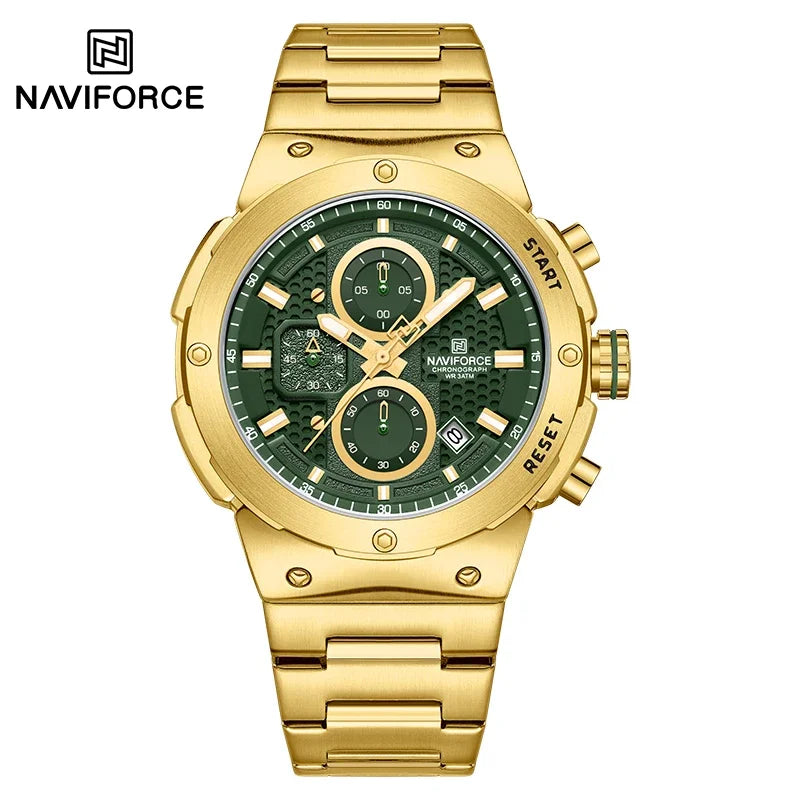 NAVIFORCE 2025 Man Quartz Watch Sport Military Watch For Men Waterproof Luminous Date Chronograph Stainless Steel Men's Watches