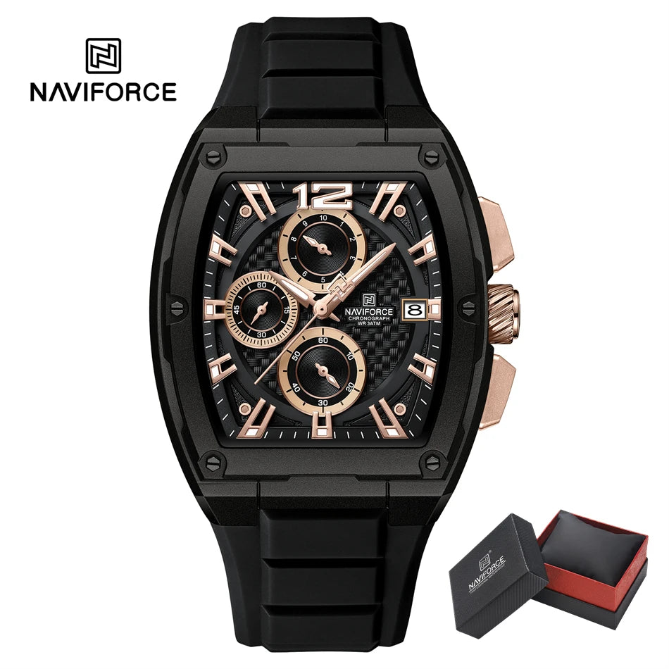NAVIFORCE Watch for Men Waterproof Luxury Business Sport Casual Wristwatch Clock Mens Multifunction Chronograph Silicone Watches