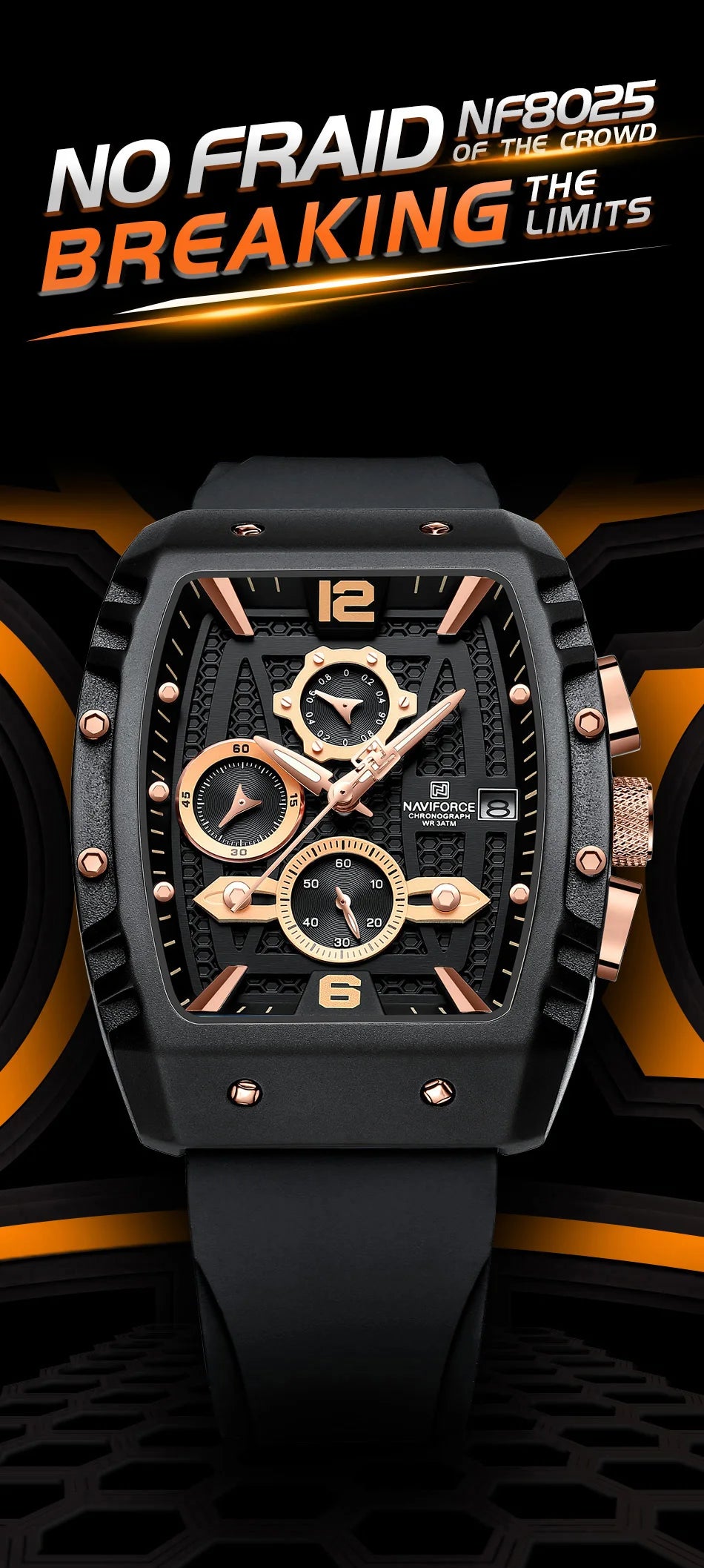 NAVIFORCE Brand New Design Men's Watches Silicone Band Military Quartz Wristwatches Fashion Waterproof Clock Relogio Masculino