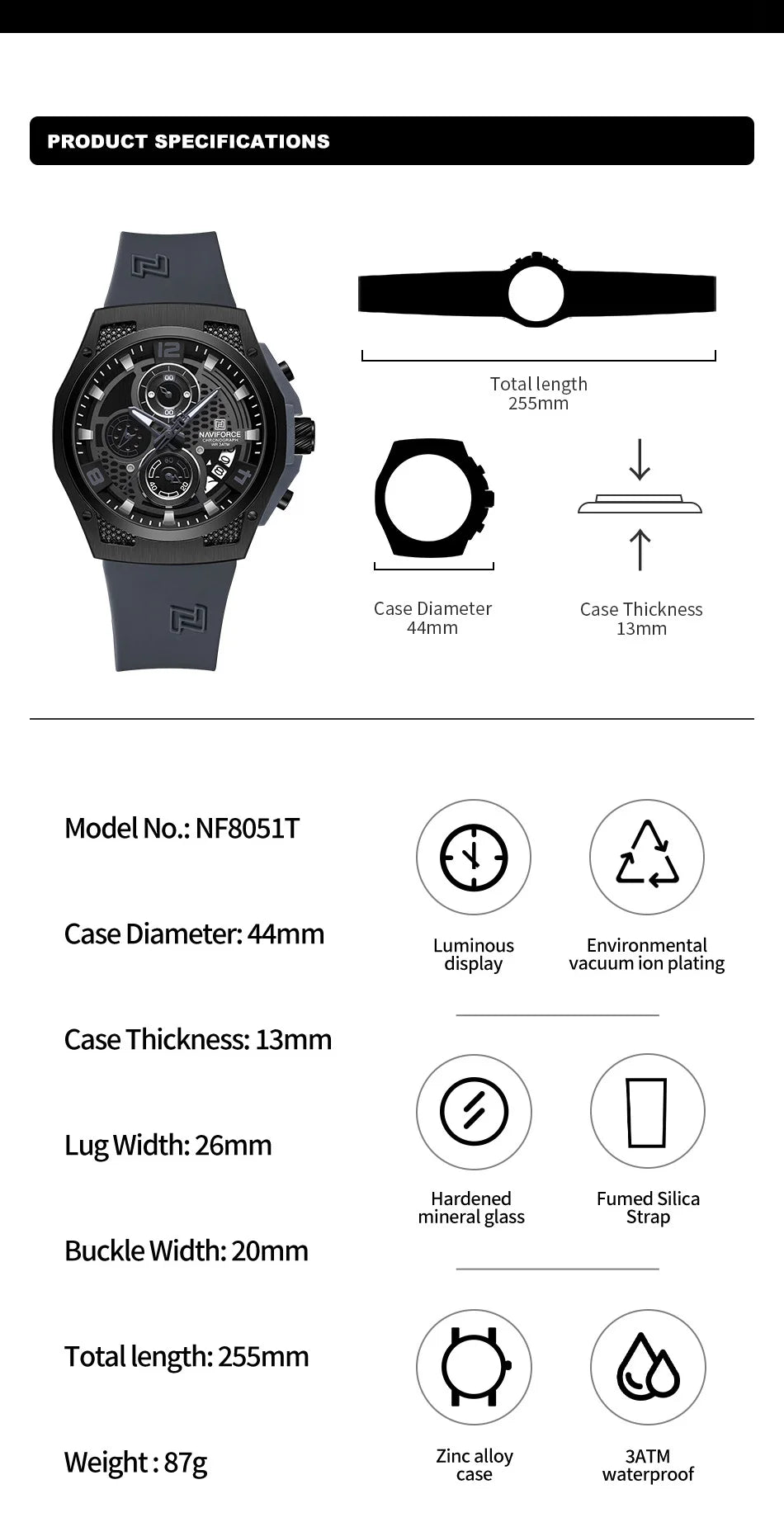 NAVIFORCE 2024 Larger Dial Men Military Watches Male High-end Quartz Calendar Fashion Design Wrist Watches PU Waterproof Clock