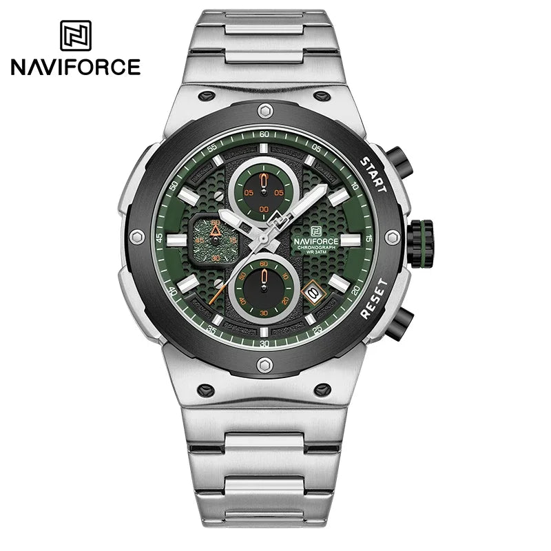 NAVIFORCE Top Luxury Men Watches Luminous Date Waterproof Chronograph Quartz Man Watch Stainless Steel Sport Military Wristwatch