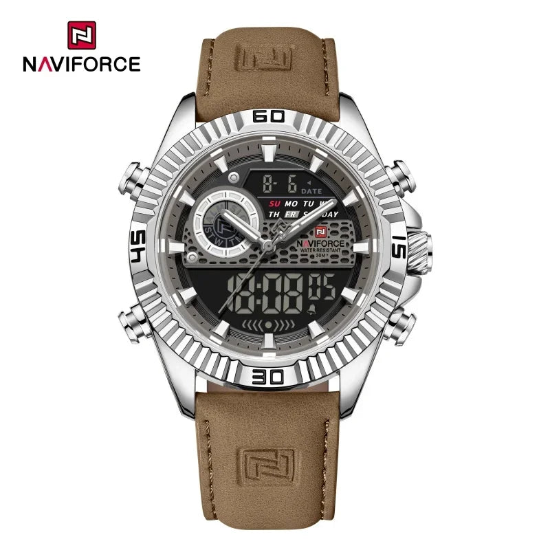 NAVIFORCE Men's Watches Sport Quartz Analog LCD Digital Wristwatch 30m Waterproof Luminous Chronograph Watch for Men Date Clock