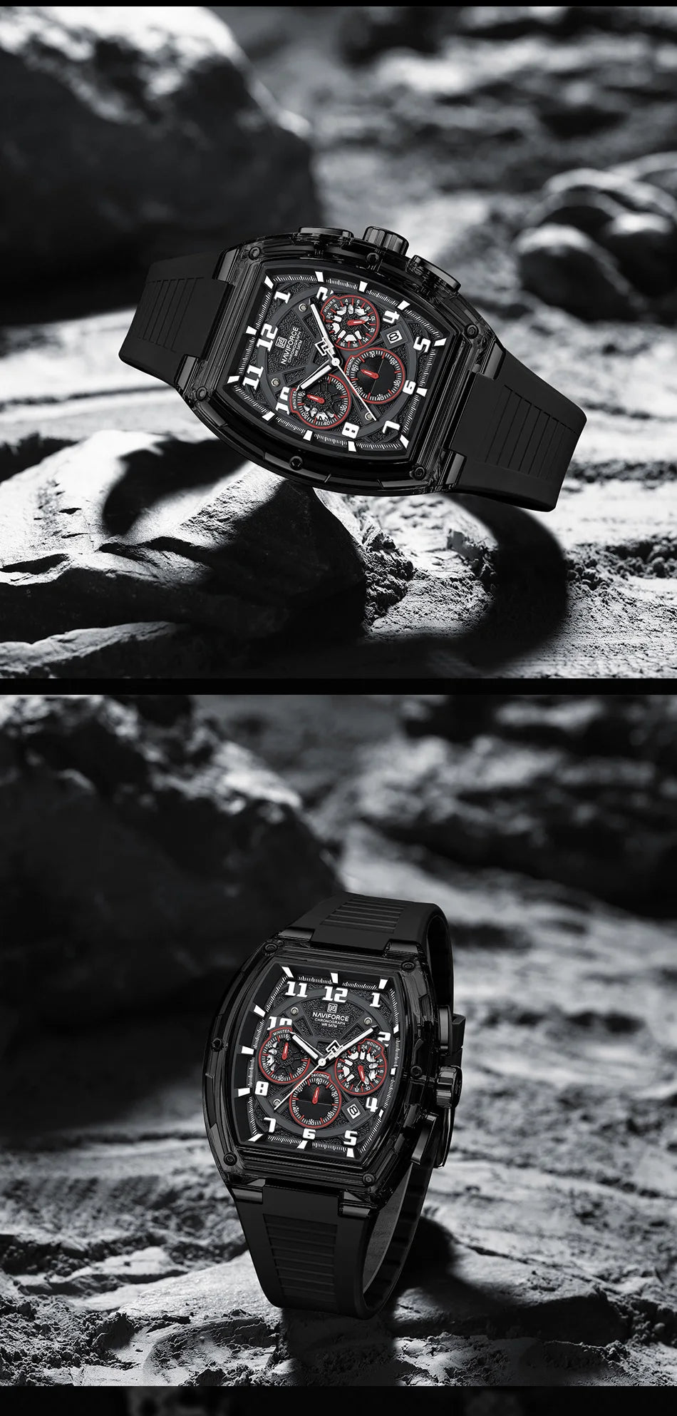 NAVIFORCE Men Fashion Watches Quartz Multifunction Chronograph 50M Waterproof Clock Silicone Strap Male Outdoor Sport Wristwatch