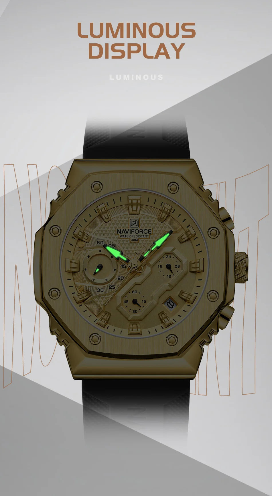 Top Brand NAVIFORCE Women's Watch Quartz Chronograph 24 Hours Luminous Soft Silicone Strap Woman Fashion Luxury Business Clocks