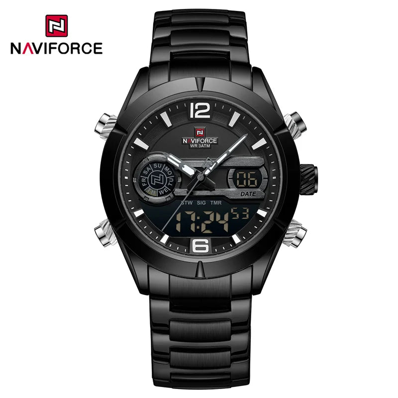 NAVIFORCE Design Watch For Men Luxury Waterproof Sport Calendar Quartz Wristwatches Dual Display Chronograph Clock Reloj Hombre