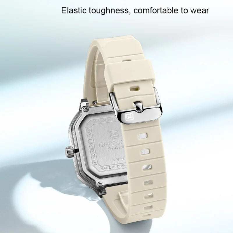 NAVIFORCE Women Polygon Watch Fashion Elegant Watches Display Silicone Strap 5ATM Waterproof Luminous Hand Ladies Gifts Watches