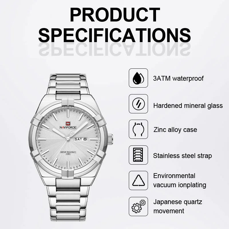 2023 Top Brand NAVIFORCE Men's Watches Fashion Casual Quartz Wristwatch Stainless Steel Waterproof Clock Relogio Masculino