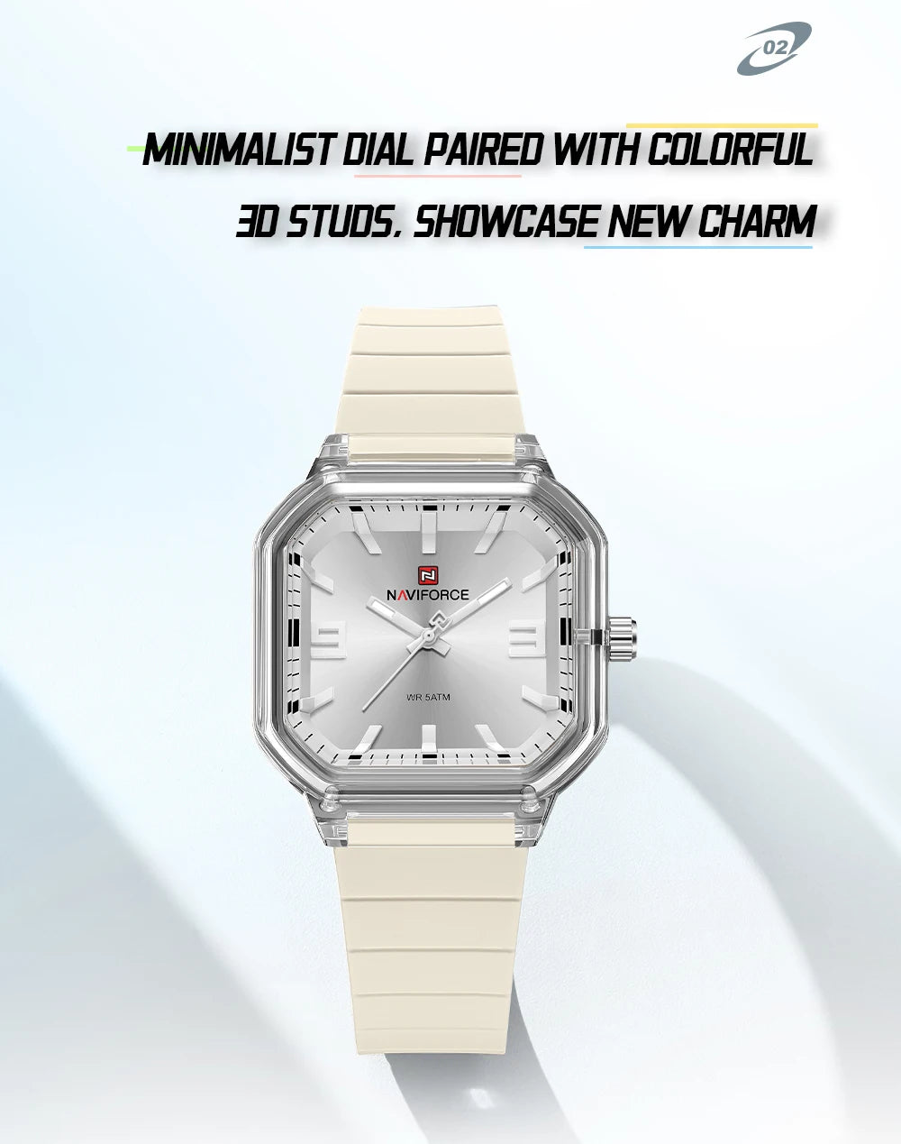 NAVIFORCE Women Polygon Watch Fashion Elegant Watches Display Silicone Strap 5ATM Waterproof Luminous Hand Ladies Gifts Watches
