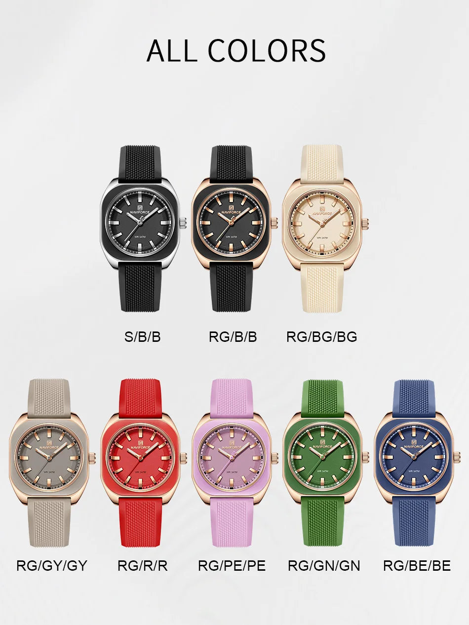 NAVIFORCE Simple Women Watches Luxury Design Silicone Watch Ladies Quartz Wristwatch Womens Polygon Dial Luminous Reloj Mujer