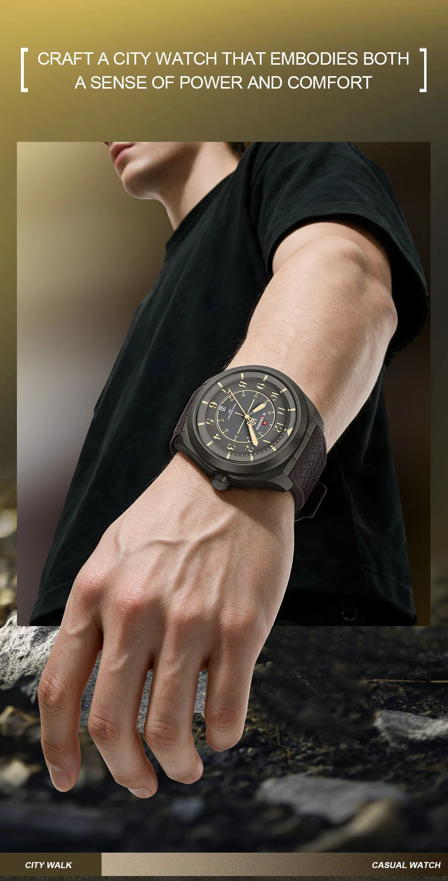 NAVIFORCE Men's Watch 30M Waterproof Quartz Calendar Silicone Strap Luminous Casual Sport Simple Fashion Man Wristwatch Gift Box