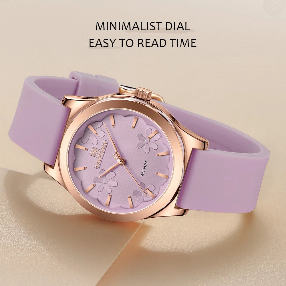 NAVIFORCE Simple Fashion Quartz Wristwatches Women Wrist Watches Silicone Strap Waterproof Watch Wholesale Hot Sale Reloj Mujer