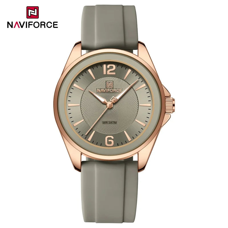 NAVIFORCE Original Women's Watches Classic Round Dial Silicone Strap 3ATM Waterproof Luxury Watch for Women Give for girls gifts