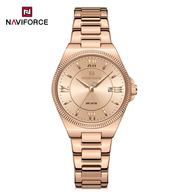 NAVIFORCE 2026 Women's Sports Luxury Quartz Wristwatch 3ATM Waterproof Stainless Steel with Calender Casual Fashion for Gift