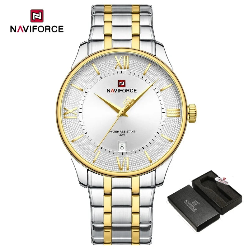 Top Brand NAVIFORCE Men's Watches Stainless Steel Week Date Clock Waterproof Luxury Male Quartz Wristwatches Relogio Masculino