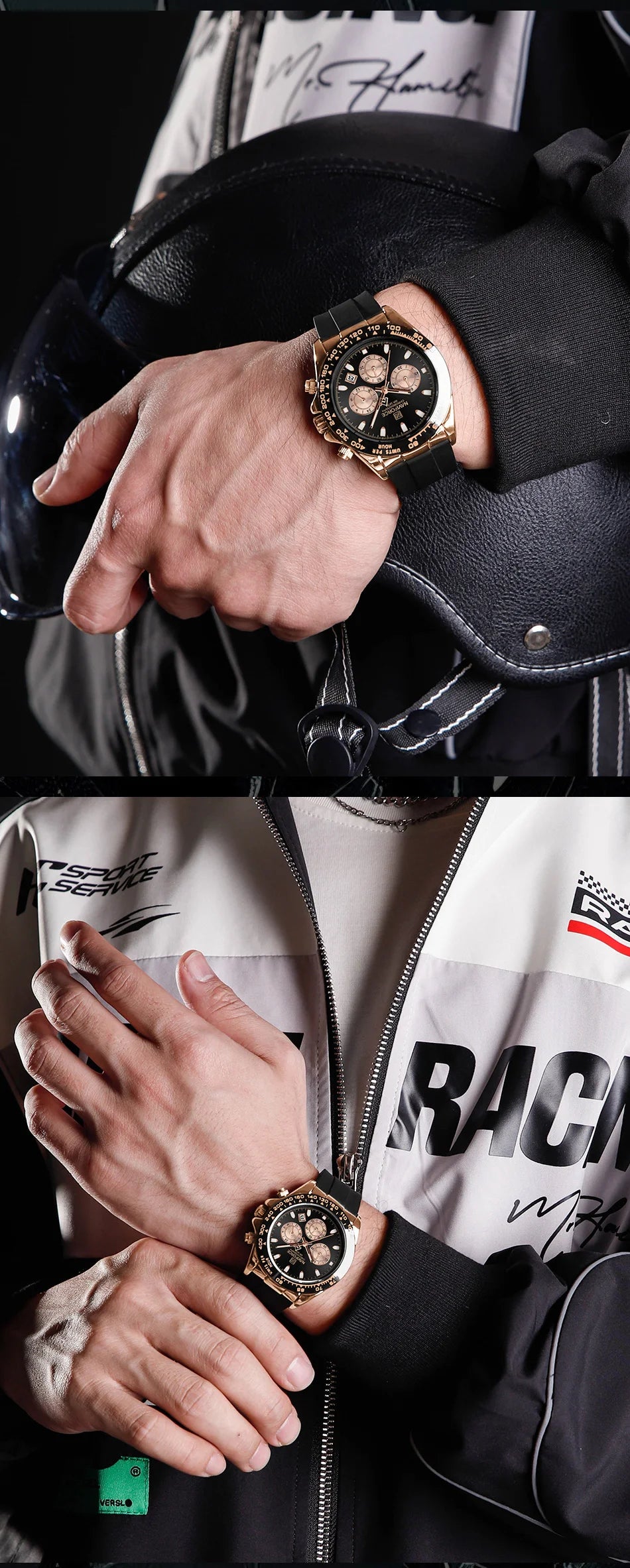 NAVIFORCE Quartz Men's Leisure Chronograph Watch Waterproof Luminous Silica Strap Unique Design Man Fashion Wristwatch Gift Box