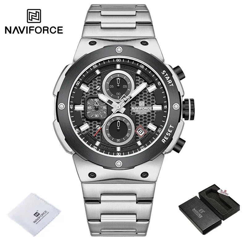 NAVIFORCE 2025 Man Quartz Watch Sport Military Watch For Men Waterproof Luminous Date Chronograph Stainless Steel Men's Watches