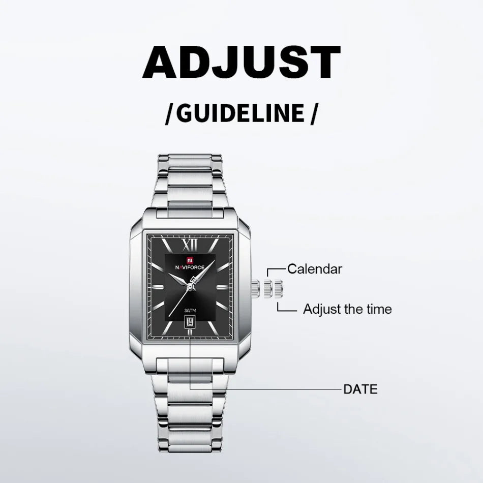 NAVIFORCE Luxury Couple Watch Stainless Steel Lover's Date Watches Quartz WristWatch For Women Men Simple Waterproof Clock Gift