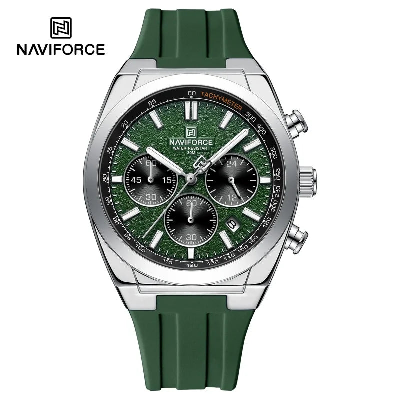 NAVIFORCE Waterproof Sport Watches for Men Military Multi-function Chronograph Wrist Watch Male Luxury Silica Strap Quartz Clock