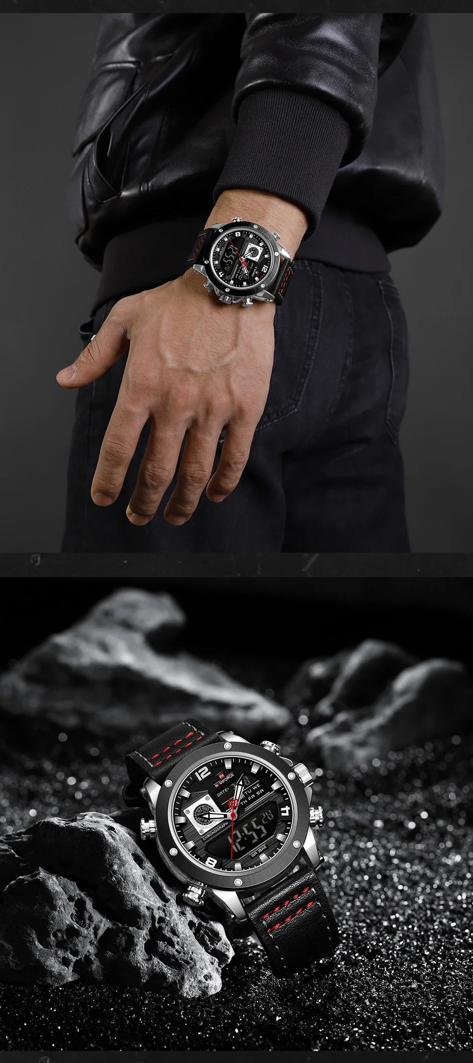 NAVIFORCE Dual Display Watches For Men Top Brand Luxury Military Waterproof Watch Men Casual Sport Digital Watch Montre Homme