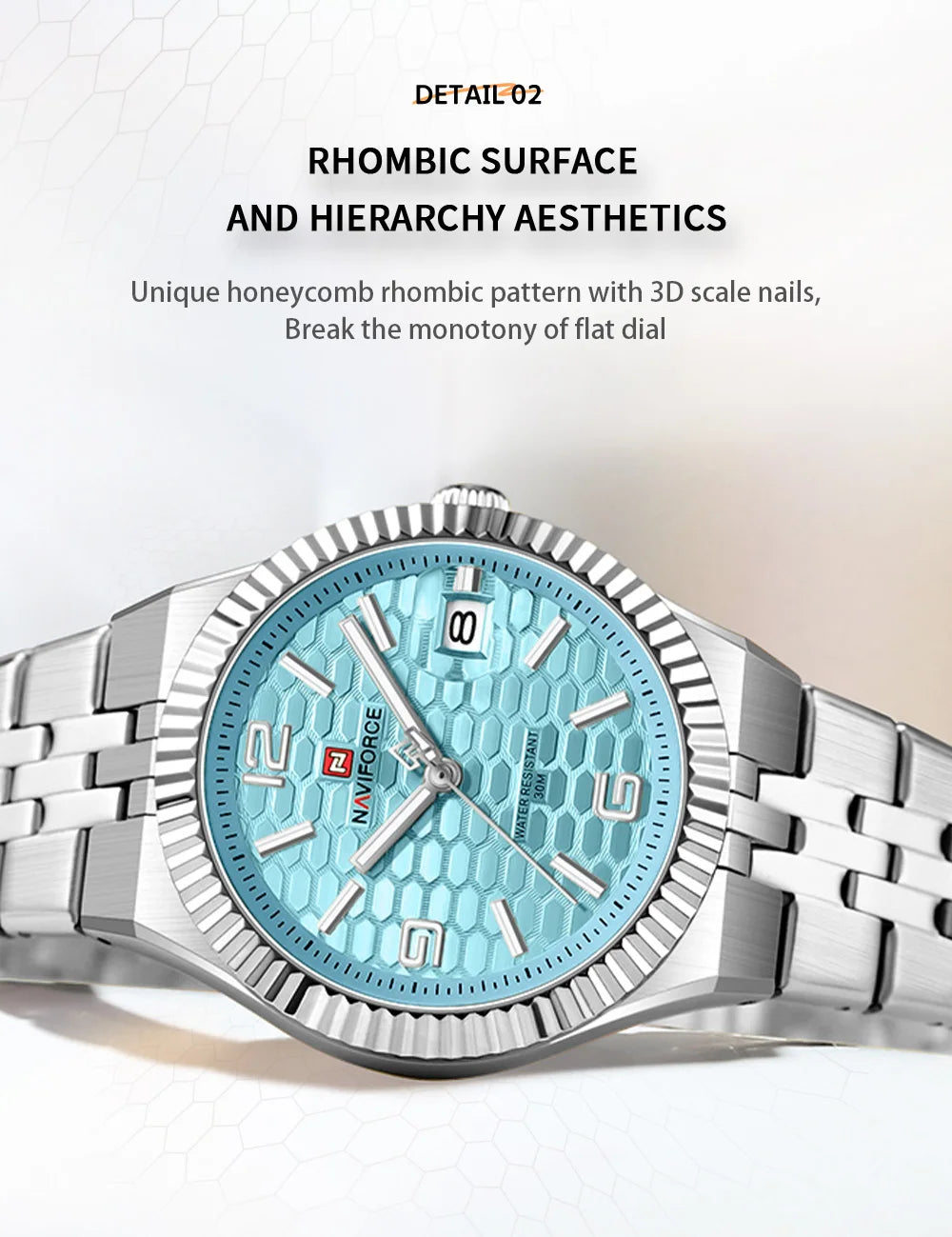 NAVIFORCE Luxury Women Quartz Calendar Watch 30M Waterproof Luminous Steel Strap Female Casual Girls Fashion Wristwatch Gift Box